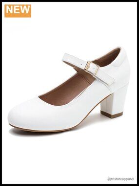 Women's Mary Jane Block Heel Closed Toe Pumps Dress Work Shoes